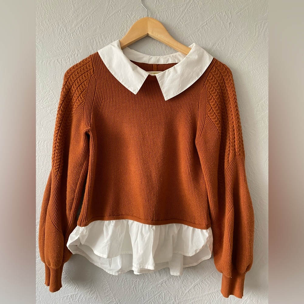 Anthropologie Maeve Sweater with Peter Pan Collar